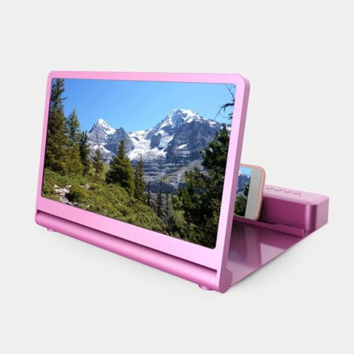 VENYAA Amplificateur D'écran de Téléphone,d'écran HD Amplificateur de 12 Pouces Pliant Grand écran Bluetooth Audio téléphone Portable amplificateur Portable(Size:12IN,Color:Rose)