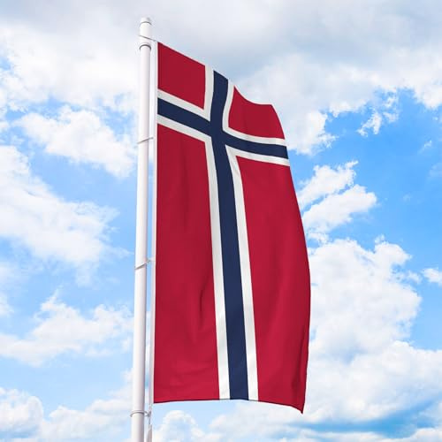 Norwegen Flagge 80 x 200 cm - für Fahnenmast, Norwegenfahne aus reißfestem Fahnen-Polyester-Stoff, Hissfahne Hochformat wetterfest und UV-beständig