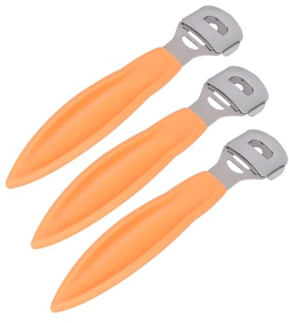 Raspa per Piedi 3 Pezzi in Acciaio Inox e Plastica Arancia | Testa Rimovibile, Impugnatura Antiscivolo, Controllo Fluido, per Professionisti e Uso Individuale