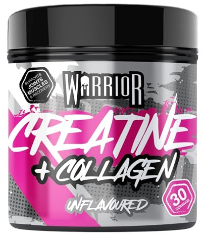 Warrior Creatine Monohydrate Powder + Hydrolysed Collagen Peptides 270g (30 Servings) – Micronised Creatine and Collagen Supplement for Muscle, Hair, Skin, Nails & Joints for Women – Unflavoured