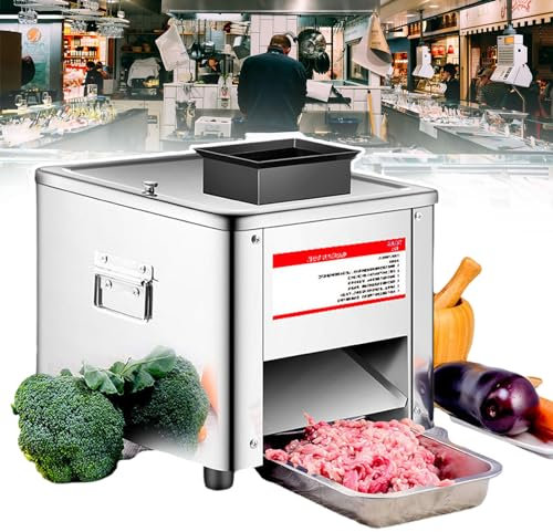 GLJTUO Affettatrice per Salumi, Trituratore Automatico, Affettatrice, Carne Affettata con Grande capacità 150 kg/H, più Moduli di Coltelli Opzionali, Acciaio Inossidabile -,21mm