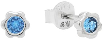 Prinzessin Lillifee Ohrstecker 925 Sterling Silber Mädchen Kinder Ohrschmuck, mit Zirkonia synth., 0,4 cm, Silber, Januar, Kommt in Schmuck Geschenk Box, 2038730