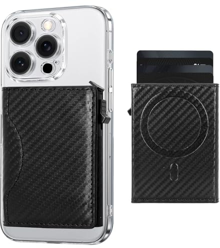 Magsafe Wallet – Portmonee Herren mit RFID-Schutz, Magnetische Smart Geldbörse aus Leder, Kartenetui mit 11 Kartenfächern, Apple Wallet kompatibel mit iPhone 16/15/14/13/12, Wallets for Men, Carbon