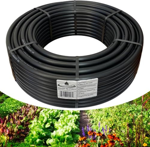 acquaverde | Tubo in Polietilene Ø 20 mm PN6, Rotolo da 25 mt a Bassa Densità PE-BD per Irrigazione di Campi, Orto, Giardino e Sistemi Irrigui, Resistente a Raggi UV e Fertilizzanti - Orto Facile