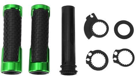 Partuto 7/8 22mm 15/16 24mm Motorcycle Hand Grips Cover Kit Aluminum Alloy Rubber Handlebar End Grips for Motorcycle Scooter Bicycle ATV Black Green 1 Set