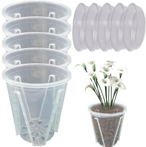 Macetas para orquídeas con agujeros | 5 macetas para orquídeas ventiladas gruesas macetas de jardineria transparentes - decorativo m oderno de interior para plantas de interior, hierbas, flores y