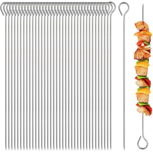 50 Pezzi Spiedini per Barbecue, 15 cm Spiedini Grigliati in Acciaio Inox, Spiedini BBQ, Spiedini per Barbecue Riutilizzabili, per Barbecue Grigliatura Carne Verdure Kabob