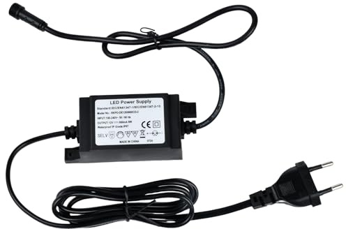 LED Trafo 12V DC 8W Netzteil IP67 Wasserdicht – LED Treiber mit EU-Stecker & 2,3m Kabel, Niedervolt Transformator für Außenbereich, Gartenstrahler, LED Streifen & Teichbeleuchtung, AC 90-260V Adapter