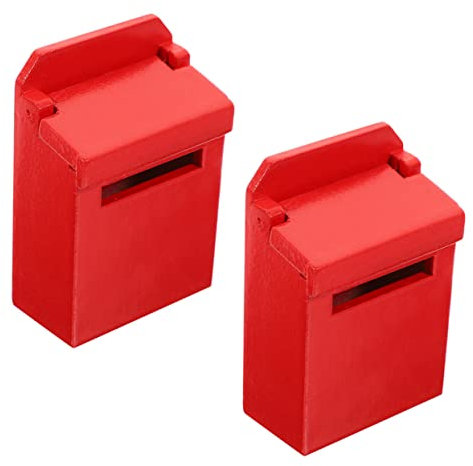 SOPOTUTU 2pièces Boîte Aux Lettres Jouet Bois pour Garçon Fille Décoration De Jardin Amusante Petite Maison Miniature Décorative
