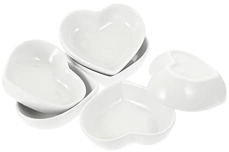 Zerodeko 6 Platos De Cerámica Forma De Corazón Para Salsas Tazón Multiusos Para Condimentos Platos Para Sushi Juego De 6