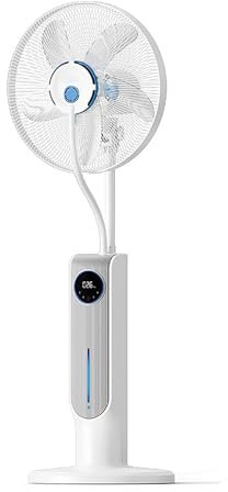 Ventilatore a piantana con nebulizzatore d'acqua, ventilatori nebulizzatori portatili con telecomando, ventilatore oscillante da esterno, ventilatore elettrico da pavimento per camera da letto, soggi