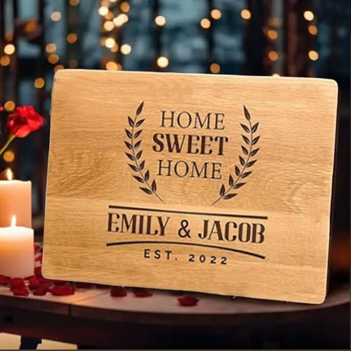 Tagliere Personalizzato In Legno – Tagliere per Salumi con Incisione, Regalo per Prima Casa, Regalo Immobiliare, Tagliere Home Sweet Home per Coppia