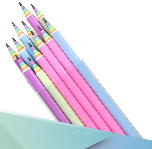 Zbssny Regenbogen Buntstifte,12 Stück Buntstifte Kinder,Dreikant Farbstifte Set für Kinder Zeichnung Pencil, Schule Büro Haushaltswaren
