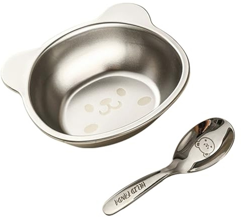 Piatti per bambini in acciaio inossidabile, ciotole per riso per bambini, capacità 450 ml, design leggero e facile da pulire, da campeggio per casa, scuola, picnic, viaggi e uso esterno, 15 x