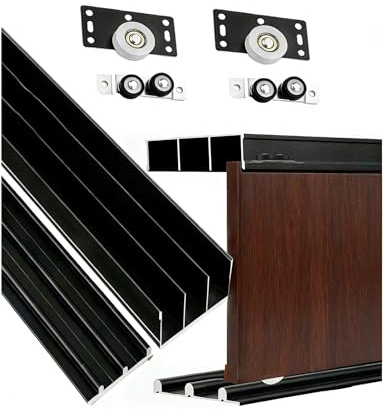 3-läufiges Schiebetür-Hardware-Kit für reibungslosen Betrieb in Kleiderschränken, Schränken und Raumteilern