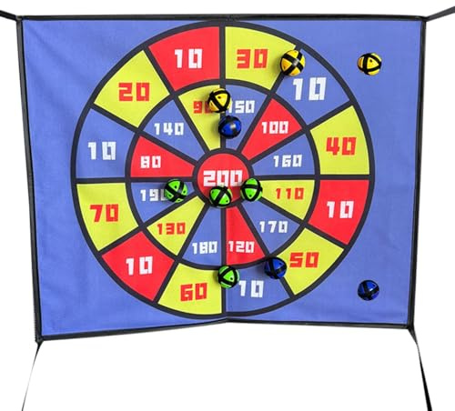 Darttavla set för barn – 60 x 50 cm, mjukt, klibbigt bollkastspel, tygmål, interaktivt spel, säkert kul, inomhus- och utomhusaktiviteter | familjeunderhållning på bakgården, trädgården, partyn