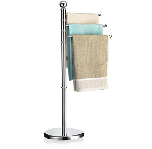 CARO-Möbel Handtuchhalter Petra Handtuchständer Badetuchständer mit 3 beweglichen Handtuchstangen, Metallgestell verchromt