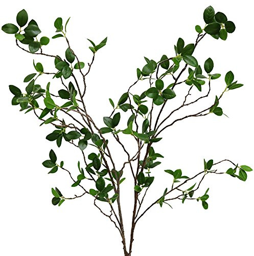Htmeing Artificial Eucalyptus Green Branches with Leaves Faux Long Stems Fake Greenery Plants Ficus Twigs for Home Office Shop Farmhouse Decoration 110cm/43,2pcs
