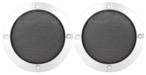 X AUTOHAUX Lot de 2 grilles de protection en métal brillant pour haut-parleur de voiture Argenté 10,2 cm