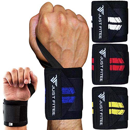 Just Fitee® Wrist Wraps, Handgelenk Bandagen Fitness, Gym handgelenkbandage, handgelenkbandage, Handgelenk Bandagen, zughilfen krafttraining,Handgelenk Bandagen Kraftsport (schwarz/blau)