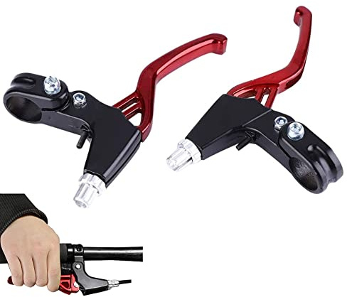 OUKENS Leva del freno, Leve per Bicicletta, 1 paio di maniglie del freno per bici in lega di alluminio mountain bike bicicletta da strada leve del freno diametro 2,2 cm(Rosso)