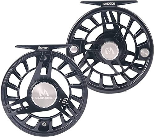 MAXIMUMCATCH Maxcatch AVID PRO Fly Fishing Reel with CNC-machined Aluminum Body Super Large Arbor Design-3/5, 5/7, 7/9 Weights (Reel (Black), 9/11wt)