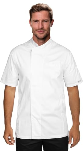PALLTEX KOTO SS 100% Algodón SS Chaquetilla Chef Hombre Chaquetas de Chef Chaquetilla Chef Chaqueta Cocinero Hombre Manga Corta, Blanco, L