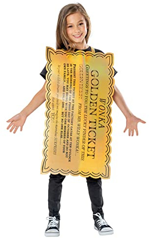 Rubies Costume officiel Willy Wonka et The Chocolate Factory Golden Ticket pour enfant Taille M 5-8 ans Halloween