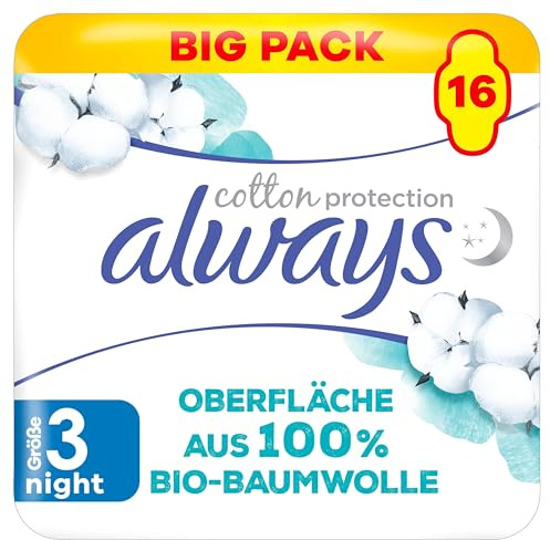 always Ultra Binde Größe 3 Cotton Protection Night mit Flügeln 16 Stück