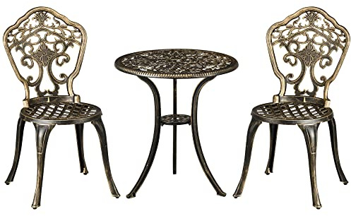 Outsunny Ensemble Bistrot pour Jardin Table 2 Chaises 2 Personnes Bronze