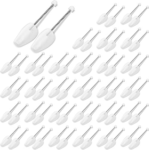 Bucherry 30 Pairs Plastic Shoe Trees Bulk Spring Shoe Trees for Men Stretcher Sneakers Shape Keeper Inserts Holder, US Size 6-12(White)