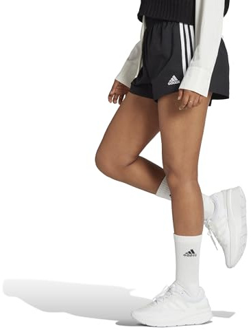 adidas Damen Essentials 3-Stripes Woven Shorts, Black/White, L
