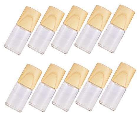 Beavorty 10pcs 2ml Glass Roller Bottles with Wood Grain Caps and Stainless Steel Balls Refillable Essential Oil Roll on Bottles for Aromatherapy and Perfume Storage