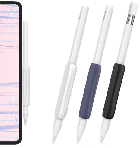 AHASTYLE Apple Pencil Griff Silikon Halter fürApple Pencil Pro/USB-C/2. Gen | 3 Stück, Ergonomisch Hülle Zubehör Grip, Magnetisches Laden & Double Tap
