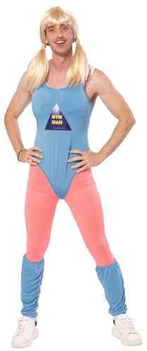 Rubies Gym Man-Kostüm für Erwachsene, Jumpsuit mit Brüsten, Leggins und Stulpen, offizieller Junggesellenabschied, Karneval, Geburtstag und Party