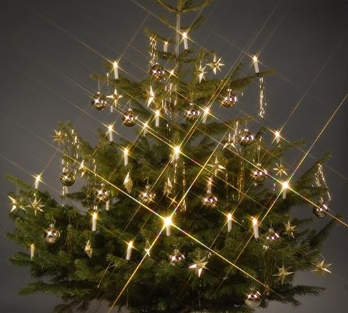 Trango 24-flammig LED-Weihnachtskerzen 340146 Christbaumkerzen warmweiß leuchtend – 24 Kerzen mit Stecksystem Innenbereich – leuchtende Weihnachten - Christmas Candles