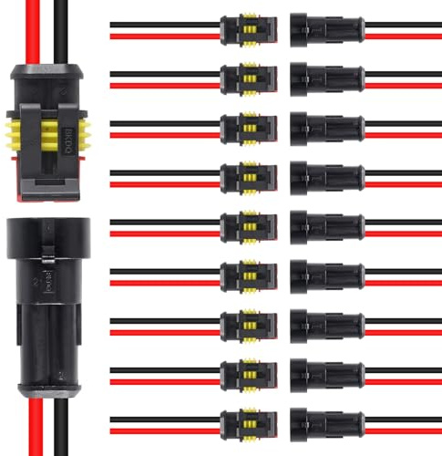 10 Pack 2 Pin Wire Connector 16 AWG Waterproof Automotive Electrical Connectors Deutsch Connector Male and Female Wire Connectors for Car Truck Boat