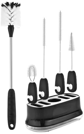 VITEVER Reinigungsbürste mit langem Griff Tassenbürste Flaschenbürste Bürste für Gläser Spülbürste Tüllenbürste mit Nylonborsten, 5er Pack