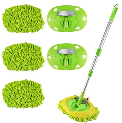 118CM Brosse Lavage Voiture Extérieur Telescopique de Nettoyage Kit,2 en 1 Brosse Telescopique de Nettoyage Camping Car, AVCE 3 Balai/2 Housse de Rechange, pour Caravane, Camion, Voitures