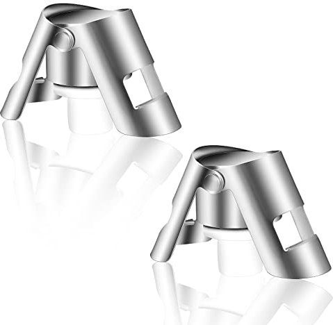 2 Stück Sektflaschenverschluss, Edelstahl Flaschenverschluss Weinverschluss Champagner Verschluss, Sektverschlüsse Sekt Flasche Champagne Verschluss Sektverschlus(Silber)