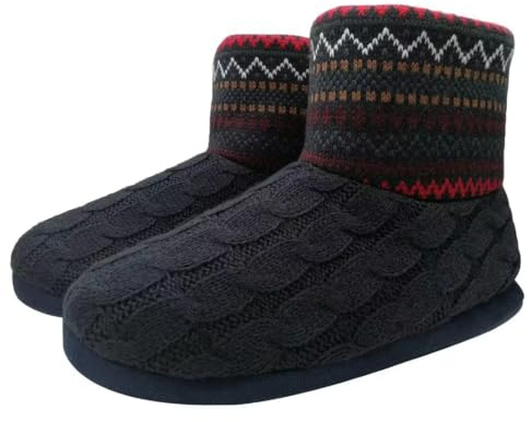KuaiLu Pantofole Stivaletto Uomo Invernali Chiuse Babbucce a Maglia Stitch Memory Foam Ciabatte Stivaletti Comode Calde Pelose Peluche Lana Cotta Slippers Antiscivolo Scarpe da Casa rosso 44