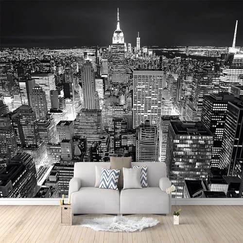 Fotomurale Gris Edificio Empire State Ciudad De Nueva York 300x210 cm Papel Tapiz Fotográfico no tejido 3D Moderna Fondo De Pantalla Mural Decoración De Pared Sala Cuarto Oficina Salón