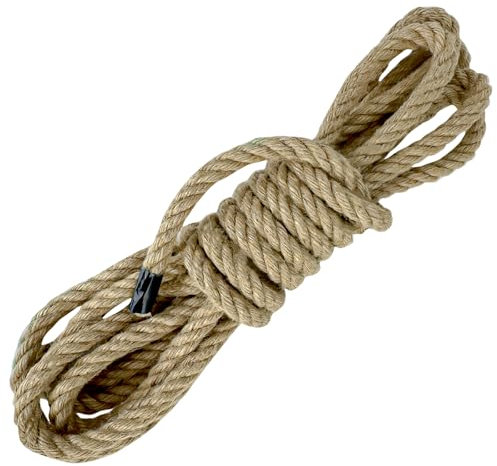 Xpieoyrm Corda in Juta Naturale Spessa 10 mm, Corda barriera in iuta da 5m, Corda Artigianale, Corda di Canapa Resistente, Per fai da te cat Scratcher, Giardinaggio e Decorazione Artigianale