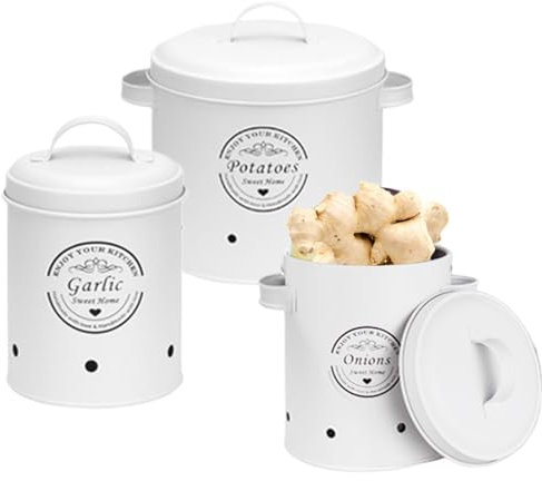 zwxqe Barattoli di stoccaggio di verdure da cucina, Contenitori di cipolla di patate bianche, Barattoli di stoccaggio della cucina, Vasi di verdure da cucina vintage, Barattoli di stoccaggio della