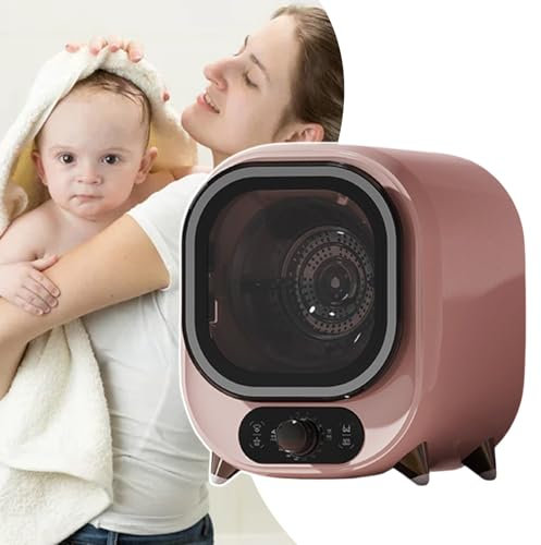 HCAUYNN Mini-WäSchetrockner Mit 0,8 Kg FassungsvermöGen, Mit Staubfilter, 60 °C Thermostatheizung, InnenbehäLter Aus Edelstahl, FüR Wohnung, Innenbereich, Reisen, Wohnmobil,Pink