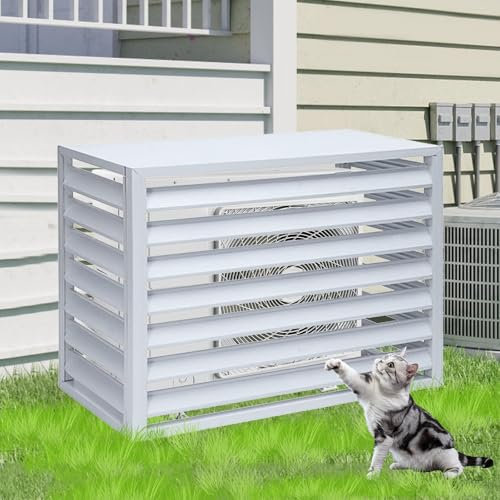 Lot de 4 panneaux de clôture pour climatiseur extérieur en alliage d'aluminium pour dissimuler et organiser l'espace de jardin, blanc, 100 cm de hauteur