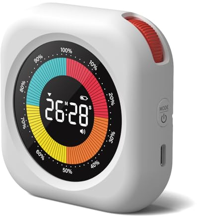XREXS Visueller Timer mit farbigem Fortschrittsbalken, für Kinder und Erwachsene, Countdown-Funktion, einstellbare Lautstärke und Helligkeit, Kurzzeitmesser für Küche, Schule und Büro