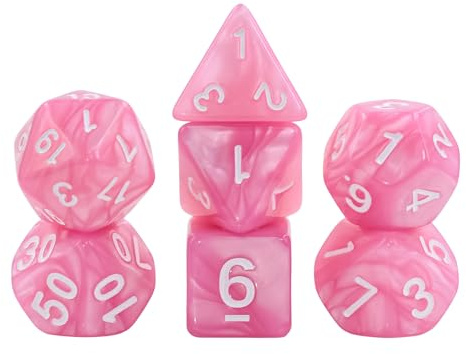 Epic Forge Set med 7 tärningar i flera format - pärlemorrosa