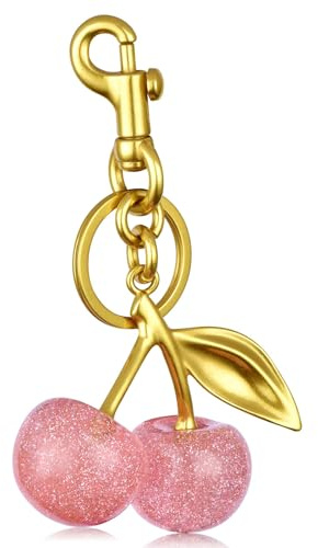 Breloque de sac Cerise, Breloque De Sac À Main En Forme De Cerise, Porte-clés Femme, Accessoire Fashion pour sac ou Clé Voiture, Cadeau pour Femme, pour Sacs à Main, CléS de Voiture, Sacs à Dos