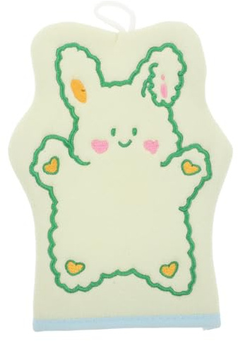 Sosoport Buntes Hasen-design Junge Mädchen Peeling-handschuh Cartoon Badehandschuh Sanfter Reinigungshandschuh Mit Häkelapplikation Strapazierfähiger Waschhandschuh Für Körperpeeling